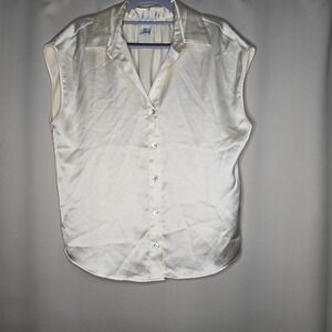 Rachel‎ Zoe Sleeveless Button Down Blouse Top Cream Career Casual